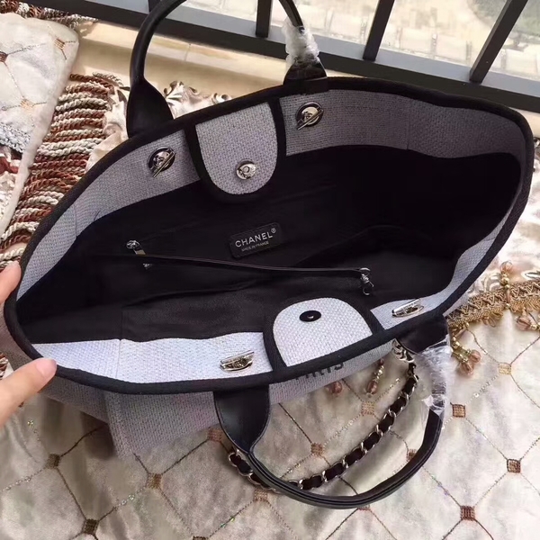 Chanel Deauville Tote Bag Original Canvas Leather A68047-12