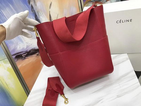 CELINE Sangle Seau Bag in Calfskin Leather C3369 Red CELINE Sangle Seau Bag in Calfskin Leather C3369 Red
