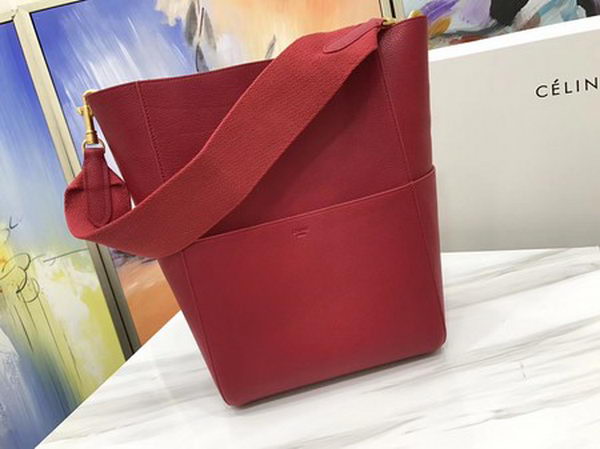 CELINE Sangle Seau Bag in Calfskin Leather C3369 Red CELINE Sangle Seau Bag in Calfskin Leather C3369 Red