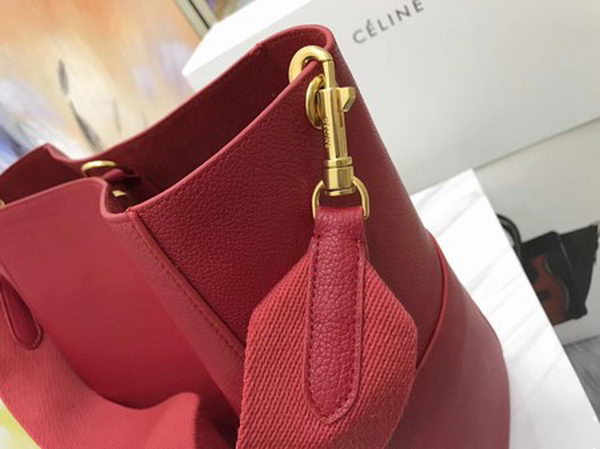 CELINE Sangle Seau Bag in Calfskin Leather C3369 Red CELINE Sangle Seau Bag in Calfskin Leather C3369 Red