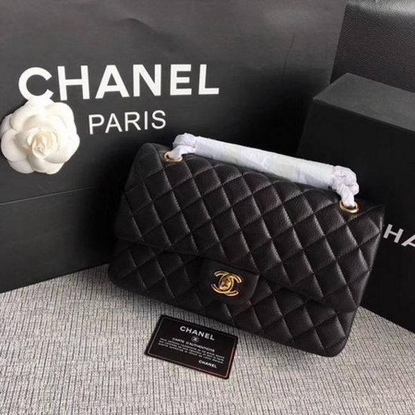 Chanel 2.55 Series Flap Bags Black Original Deerskin A1112 Gold Chanel 2.55 Series Flap Bags Black Original Deerskin A1112 Gold