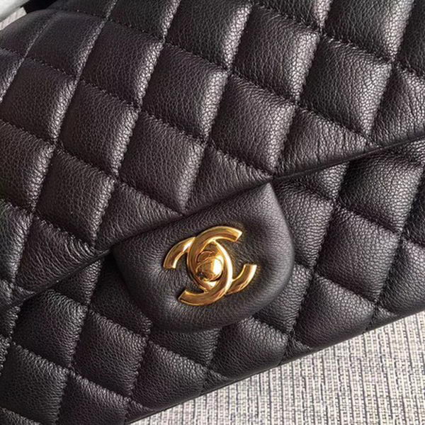 Chanel 2.55 Series Flap Bags Black Original Deerskin A1112 Gold Chanel 2.55 Series Flap Bags Black Original Deerskin A1112 Gold