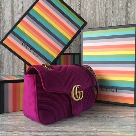 Gucci GG Marmont Chevron Velvet Shoulder Bag 443497 Purple Gucci GG Marmont Chevron Velvet Shoulder Bag 443497 Purple