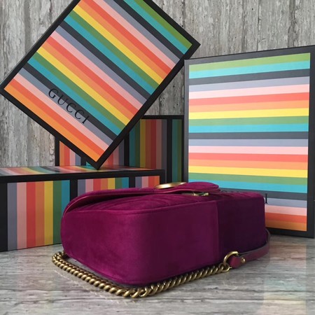 Gucci GG Marmont Chevron Velvet Shoulder Bag 443497 Purple Gucci GG Marmont Chevron Velvet Shoulder Bag 443497 Purple
