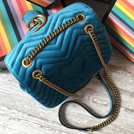 Gucci GG Marmont Chevron Velvet Shoulder Bag 443497 SkyBlue Gucci GG Marmont Chevron Velvet Shoulder Bag 443497 SkyBlue