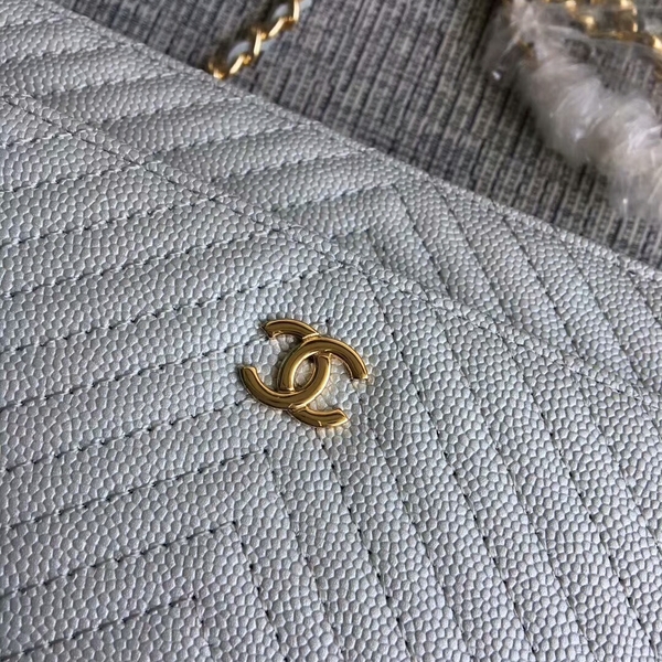 Chanel WOC Flap Shoulder Bag White Calfskin A33814 Gold Chanel WOC Flap Shoulder Bag White Calfskin A33814 Gold