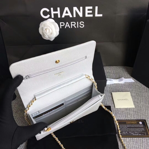 Chanel WOC Flap Shoulder Bag White Calfskin A33814 Gold Chanel WOC Flap Shoulder Bag White Calfskin A33814 Gold