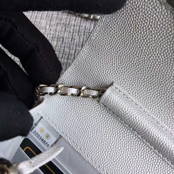 Chanel WOC Flap Shoulder Bag White Calfskin A33814 Silver Chanel WOC Flap Shoulder Bag White Calfskin A33814 Silver