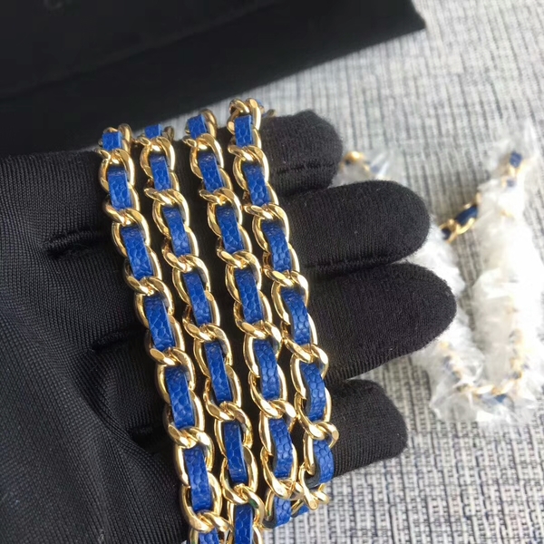 Chanel WOC Flap Shoulder Bag Blue Calfskin Leather A33814 Gold Chanel WOC Flap Shoulder Bag Blue Calfskin Leather A33814 Gold