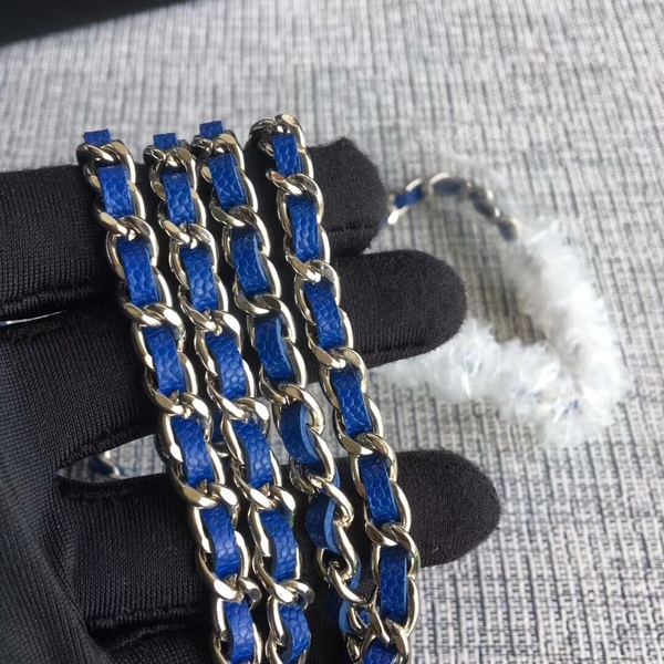 Chanel WOC Flap Shoulder Bag Blue Calfskin Leather A33814 Silver Chanel WOC Flap Shoulder Bag Blue Calfskin Leather A33814 Silver