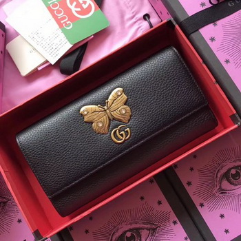 Gucci Leather Continental Wallet with Butterfly 499359& Gucci Leather Continental Wallet with Butterfly 499359&