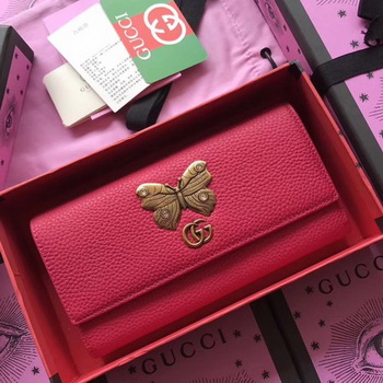 Gucci Leather Continental Wallet with Butterfly 499359& Gucci Leather Continental Wallet with Butterfly 499359&