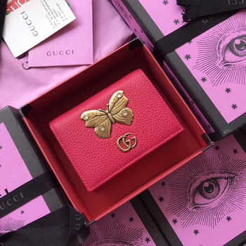 Gucci Leather Card Case with Butterfly 499361 Rose Gucci Leather Card Case with Butterfly 499361 Rose