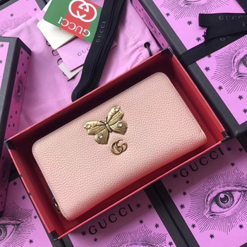 Gucci Leather Zip Around Wallet with Butterfly 499363 Gucci Leather Zip Around Wallet with Butterfly 499363