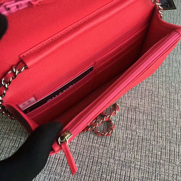 Chanel WOC Flap Shoulder Bag Pink Calfskin Leather A33814 Silver Chanel WOC Flap Shoulder Bag Pink Calfskin Leather A33814 Silver