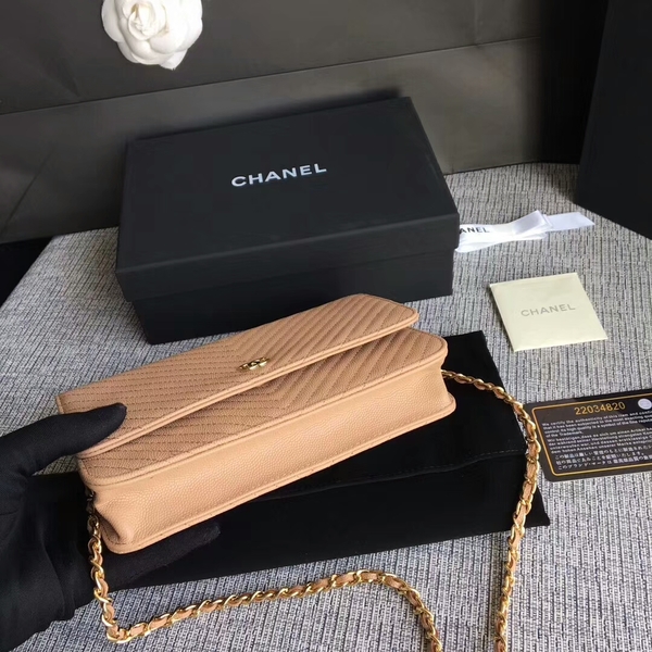 Chanel WOC Flap Shoulder Bag Camel Calfskin Leather A33814 Gold Chanel WOC Flap Shoulder Bag Camel Calfskin Leather A33814 Gold