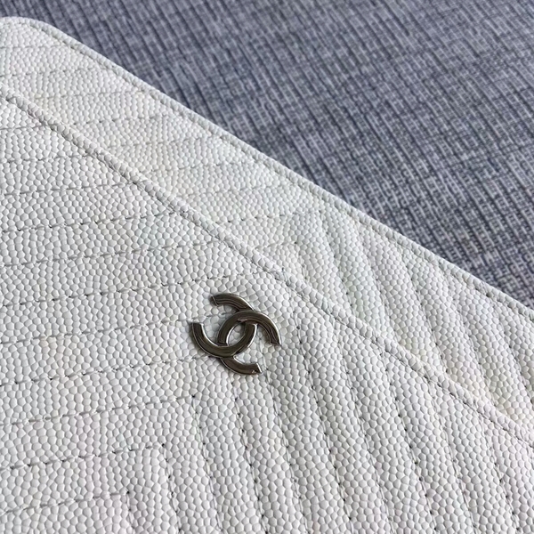 Chanel WOC Flap Shoulder Bag Offwhite Calfskin Leather A33814 Silver Chanel WOC Flap Shoulder Bag Offwhite Calfskin Leather A33814 Silver