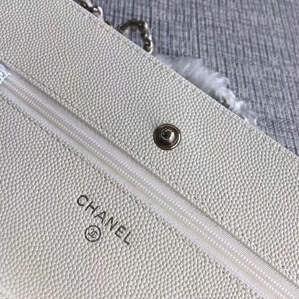 Chanel WOC Flap Shoulder Bag Offwhite Calfskin Leather A33814 Silver Chanel WOC Flap Shoulder Bag Offwhite Calfskin Leather A33814 Silver