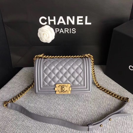 Boy Chanel Flap Shoulder Bag Sheepskin Leather A67085 Grey Boy Chanel Flap Shoulder Bag Sheepskin Leather A67085 Grey