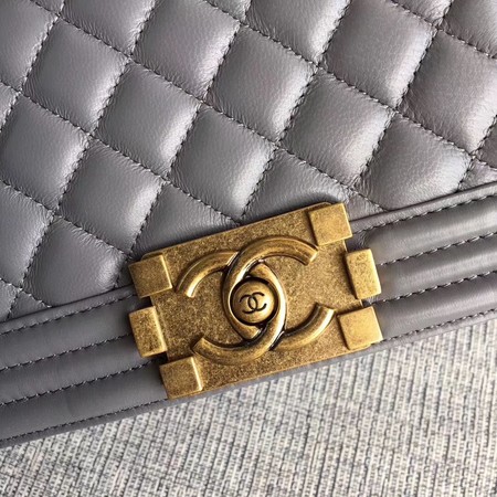 Boy Chanel Flap Shoulder Bag Sheepskin Leather A67085 Grey Boy Chanel Flap Shoulder Bag Sheepskin Leather A67085 Grey