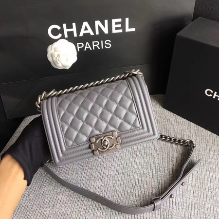 Boy Chanel Flap Shoulder Bag Sheepskin Leather A67085 Grey Boy Chanel Flap Shoulder Bag Sheepskin Leather A67085 Grey