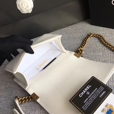 Boy Chanel Flap Shoulder Bag Sheepskin Leather A67085 White Boy Chanel Flap Shoulder Bag Sheepskin Leather A67085 White