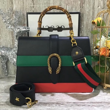 Gucci Dionysus Leather Top Handle Bag 421999 Black&Green&Red Gucci Dionysus Leather Top Handle Bag 421999 Black&Green&Red