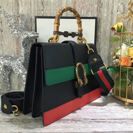 Gucci Dionysus Leather Top Handle Bag 421999 Black&Green&Red Gucci Dionysus Leather Top Handle Bag 421999 Black&Green&Red