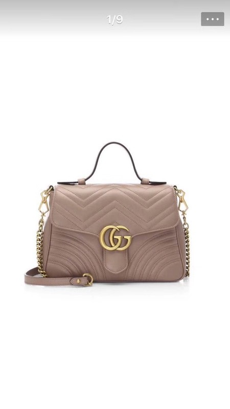 Gucci GG Marmont Small Top Handle Bag 498110 Apricot Gucci GG Marmont Small Top Handle Bag 498110 Apricot