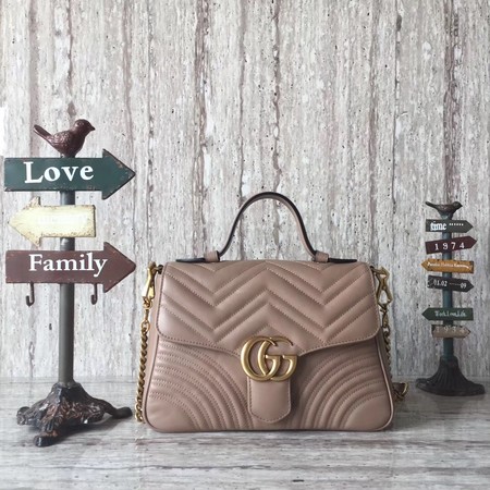 Gucci GG Marmont Small Top Handle Bag 498110 Apricot Gucci GG Marmont Small Top Handle Bag 498110 Apricot