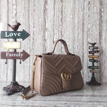Gucci GG Marmont Small Top Handle Bag 498110 Apricot Gucci GG Marmont Small Top Handle Bag 498110 Apricot