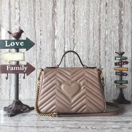 Gucci GG Marmont Small Top Handle Bag 498110 Apricot Gucci GG Marmont Small Top Handle Bag 498110 Apricot