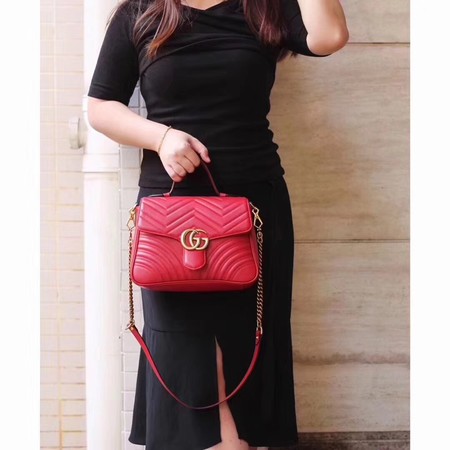 Gucci GG Marmont Small Top Handle Bag 498110 Red Gucci GG Marmont Small Top Handle Bag 498110 Red