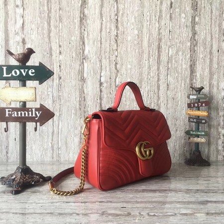 Gucci GG Marmont Small Top Handle Bag 498110 Red Gucci GG Marmont Small Top Handle Bag 498110 Red