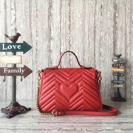 Gucci GG Marmont Small Top Handle Bag 498110 Red Gucci GG Marmont Small Top Handle Bag 498110 Red