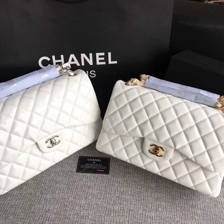 Chanel Classic Flap Bag Original Leather A1113 White Chanel Classic Flap Bag Original Leather A1113 White