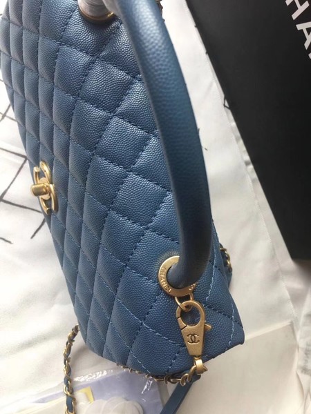 Chanel Classic Top Handle Bag Blue Original Leather A92292 Gold Chanel Classic Top Handle Bag Blue Original Leather A92292 Gold
