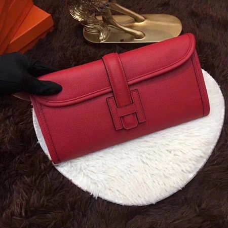 Hermes Togo Leather Clutch H88017 Red Hermes Togo Leather Clutch H88017 Red