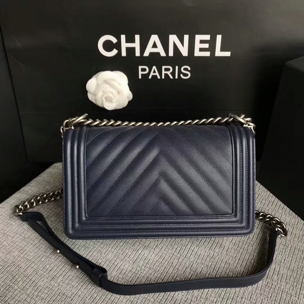 Boy Chanel Original Chevron Leather 67086 Blue Boy Chanel Original Chevron Leather 67086 Blue