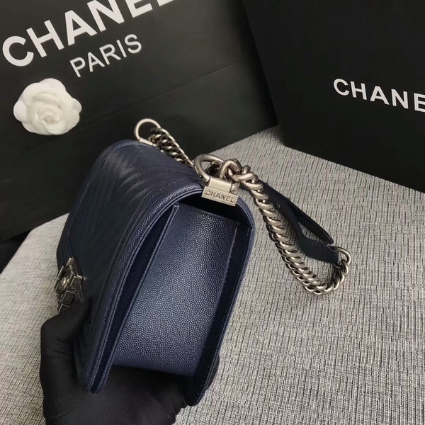 Boy Chanel Original Chevron Leather 67086 Blue Boy Chanel Original Chevron Leather 67086 Blue