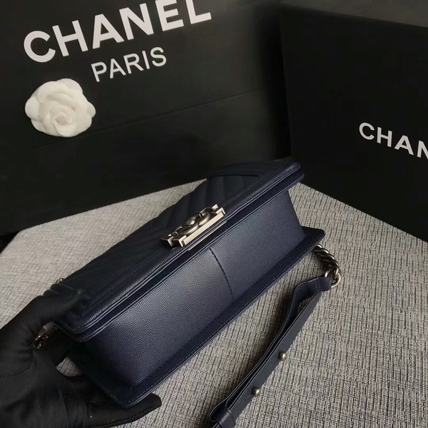 Boy Chanel Original Chevron Leather 67086 Blue Boy Chanel Original Chevron Leather 67086 Blue