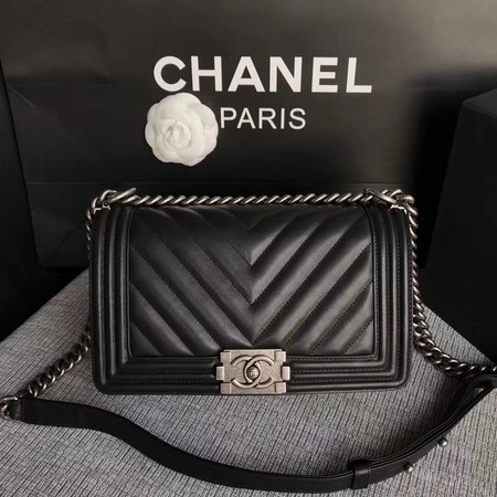 Boy Chanel Flap Bag Original Chevron Leather A67086V Black Boy Chanel Flap Bag Original Chevron Leather A67086V Black
