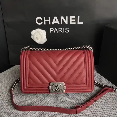 Boy Chanel Flap Bag Original Chevron Leather A67086V Red Boy Chanel Flap Bag Original Chevron Leather A67086V Red