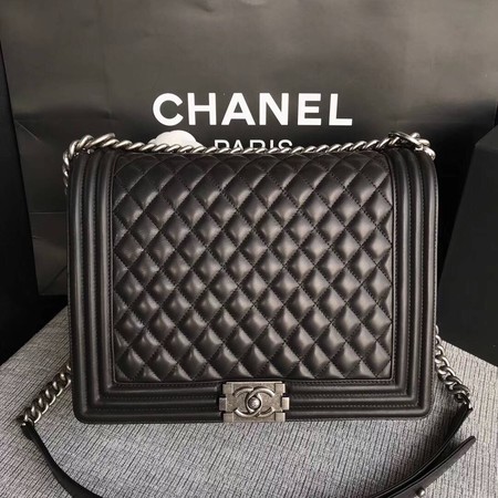 Boy Chanel Flap Shoulder Bag Black Original Sheepskin Leather A67087 Silver Boy Chanel Flap Shoulder Bag Black Original Sheepskin Leather A67087 Silver