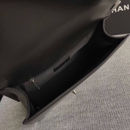 Boy Chanel Flap Shoulder Bag Black Original Sheepskin Leather A67087 Silver Boy Chanel Flap Shoulder Bag Black Original Sheepskin Leather A67087 Silver