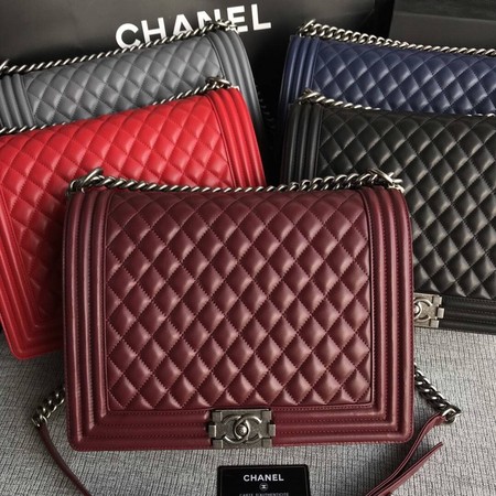 Boy Chanel Flap Shoulder Bag Black Original Sheepskin Leather A67087 Silver Boy Chanel Flap Shoulder Bag Black Original Sheepskin Leather A67087 Silver