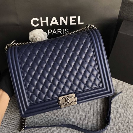 Boy Chanel Flap Shoulder Bag Blue Original Sheepskin Leather A67087 Silver Boy Chanel Flap Shoulder Bag Blue Original Sheepskin Leather A67087 Silver