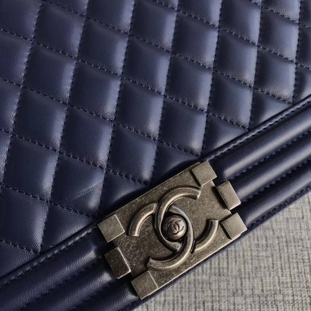 Boy Chanel Flap Shoulder Bag Blue Original Sheepskin Leather A67087 Silver Boy Chanel Flap Shoulder Bag Blue Original Sheepskin Leather A67087 Silver