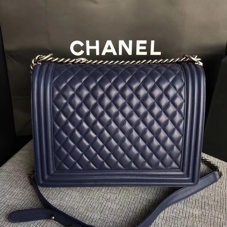 Boy Chanel Flap Shoulder Bag Blue Original Sheepskin Leather A67087 Silver Boy Chanel Flap Shoulder Bag Blue Original Sheepskin Leather A67087 Silver