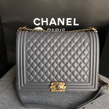 Boy Chanel Flap Shoulder Bag Grey Original Sheepskin Leather A67087 Gold Boy Chanel Flap Shoulder Bag Grey Original Sheepskin Leather A67087 Gold
